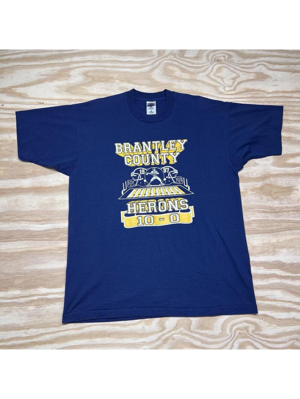 Vintage 1997 Brantley County High School Football Herons State Champs Tee XL